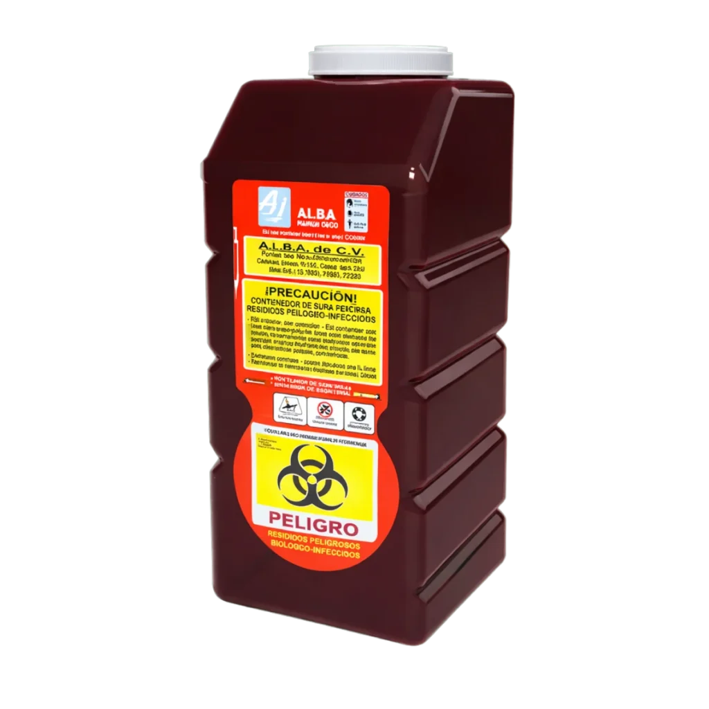 Bote rojo para punzocortantes