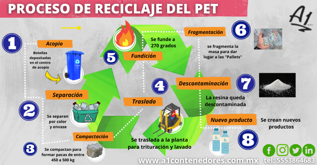 Proceso de reciclaje del PET infografía