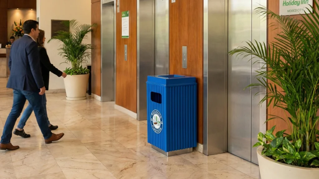 Bote de basura con cenicero