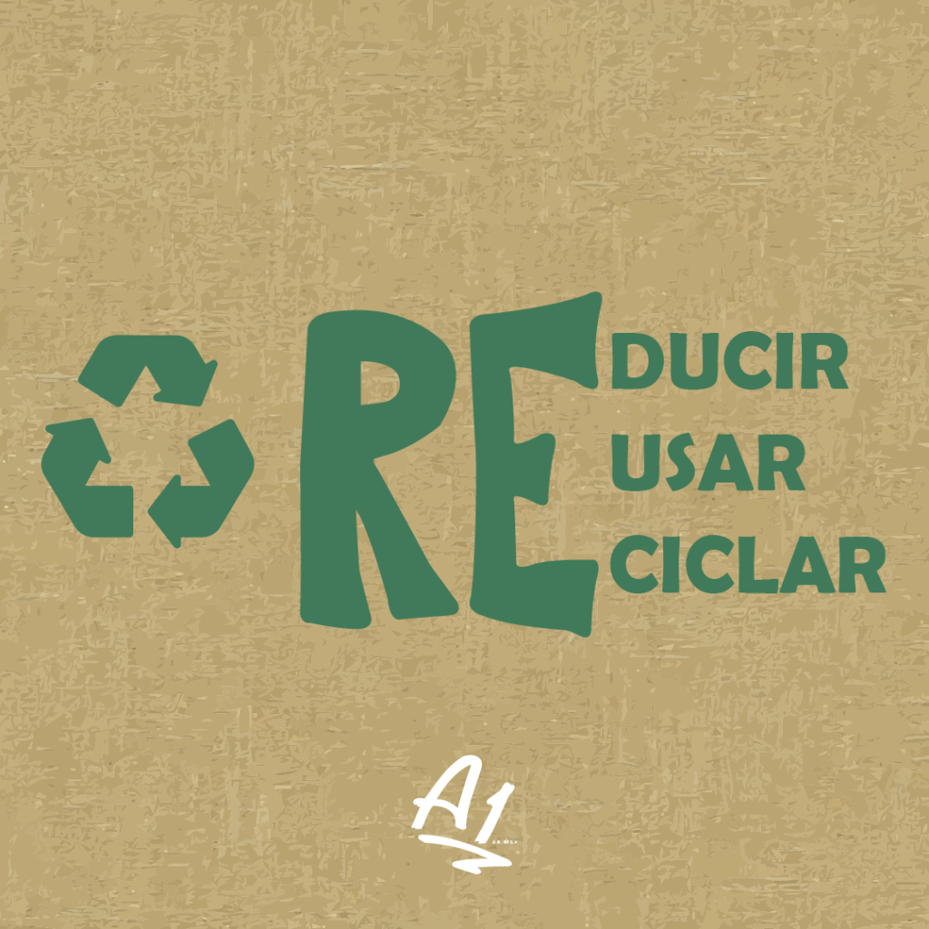 Las tres R del reciclaje: Reducir, Reutilizar y Reciclar.