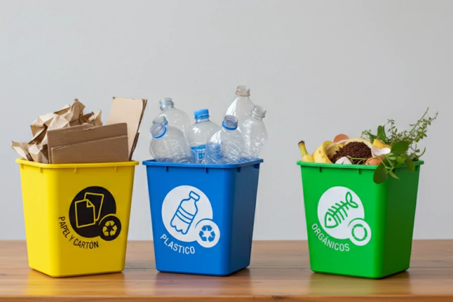 Botes de reciclaje Botes para reciclar Botes para separar residuos Cestos de basura de colores Botes de colores Economía circular