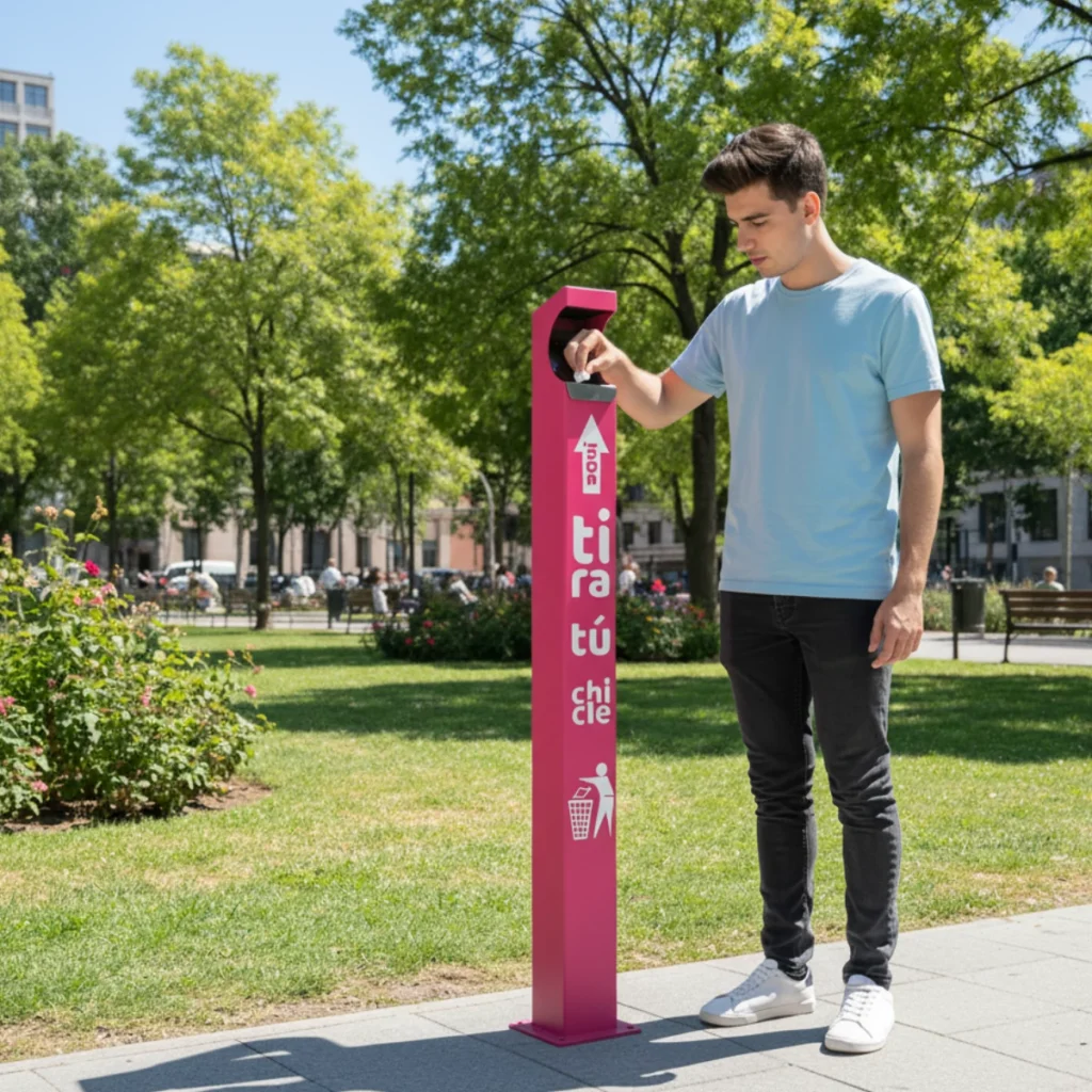 Contenedor para chicles como solución para chicles usados en espacios públicos