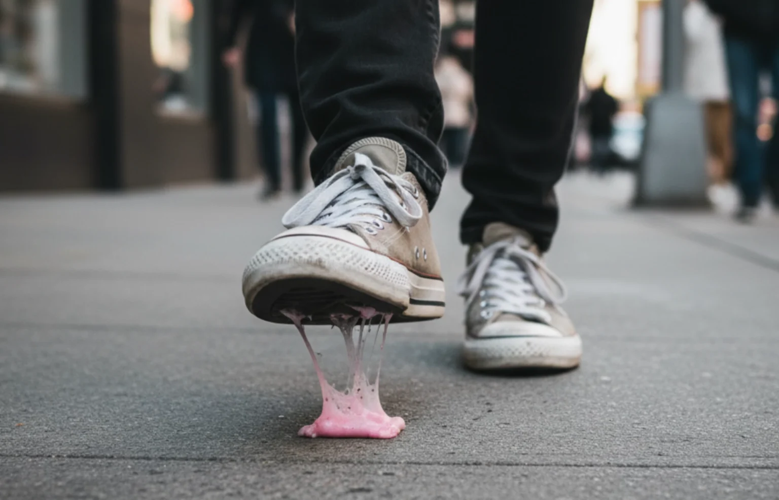 Pisar chicle en el suelo Chicle tirado en la calle daña el medio ambiente Por que tirar el chicle al suelo es malo Contenedor para chicles Contenedor para chicles usados Impacto del chicle en el medio ambiente