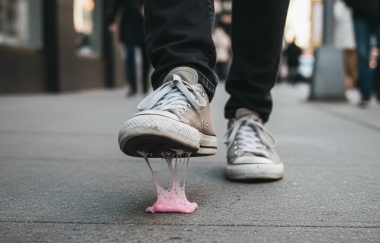 Pisar chicle en el suelo Chicle tirado en la calle daña el medio ambiente Por que tirar el chicle al suelo es malo Contenedor para chicles Contenedor para chicles usados Impacto del chicle en el medio ambiente