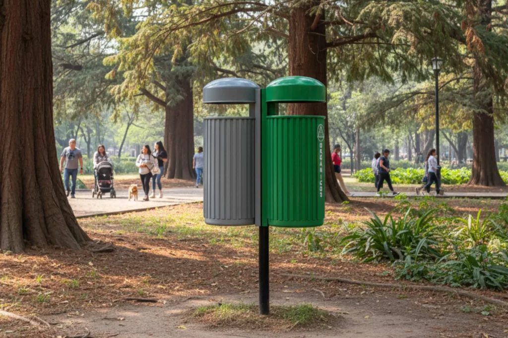 Contenedores en zonas turísticas de México que facilitan la gestión de residuos durante la visita de cientos de personas.