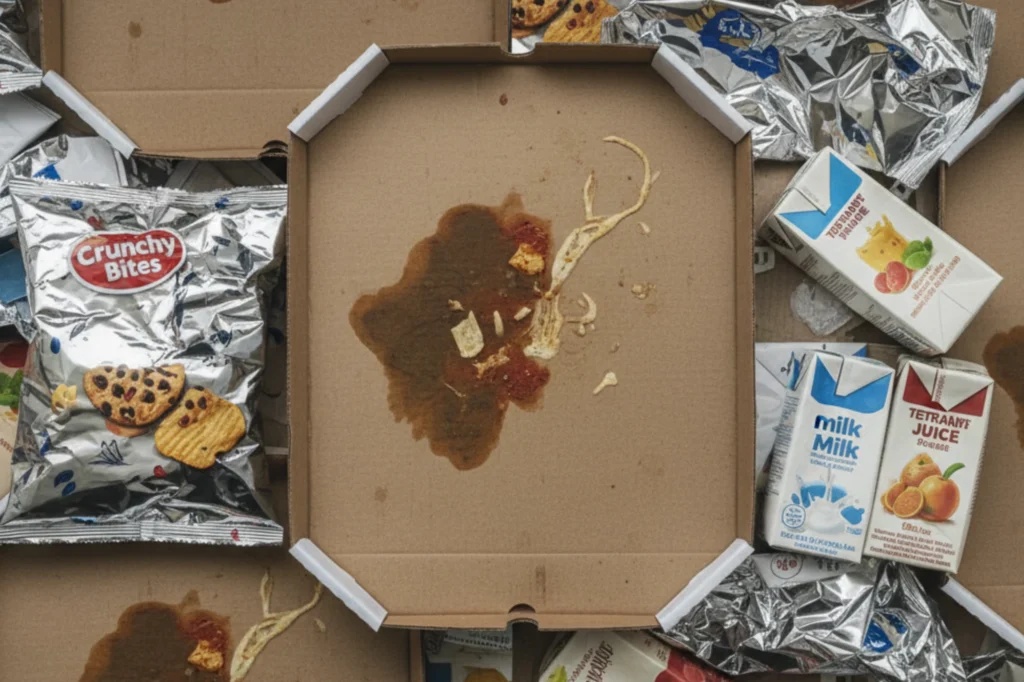 Materiales no reciclables que combinan plástico, cartón y aluminio, difíciles de procesar en sistemas convencionales.