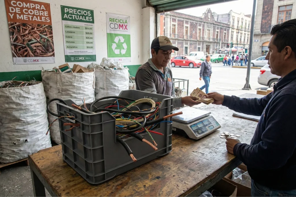 Centro de reciclaje de cables donde se reciben conductores eléctricos usados para recuperar cobre y reducir residuos.