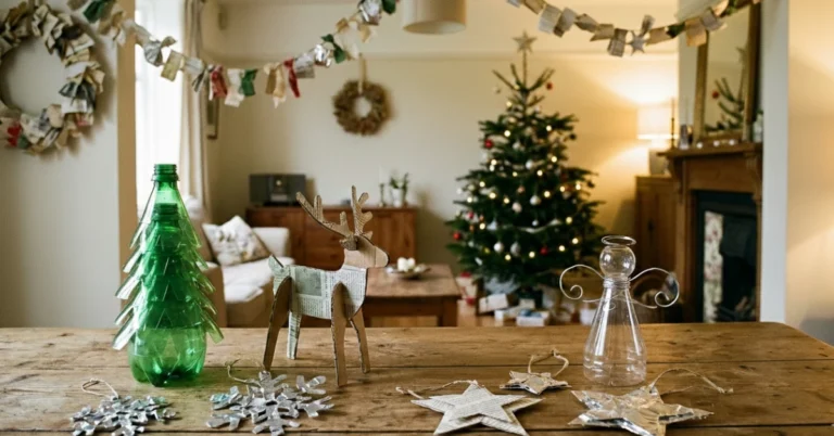 Adornos navideños con botellas de plástico Manualidades de Navidad con cartón reciclado Estrellas navideñas con papel Árbol de Navidad con tapas de plástico Coronas navideñas con piñas Decoración navideña con rollos de papel higiénico Adornos navideños fáciles con CDs viejos Ideas para esferas navideñas con tela o fieltro reciclado