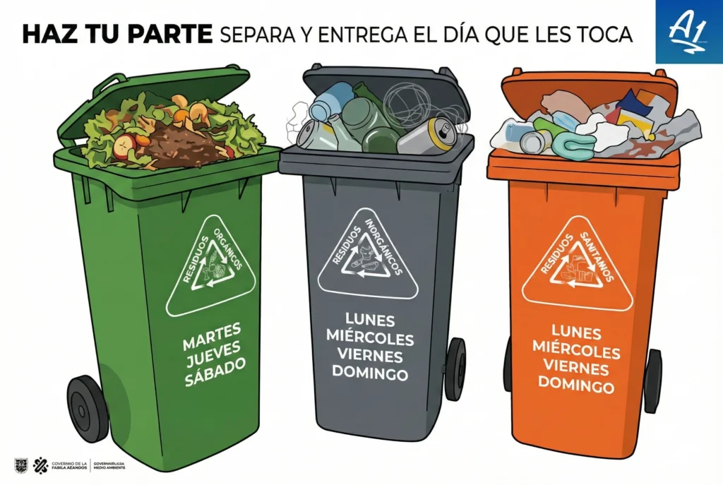 Separar la basura según los días de recolección establecidos en CDMX para orgánicos, inorgánicos y sanitarios